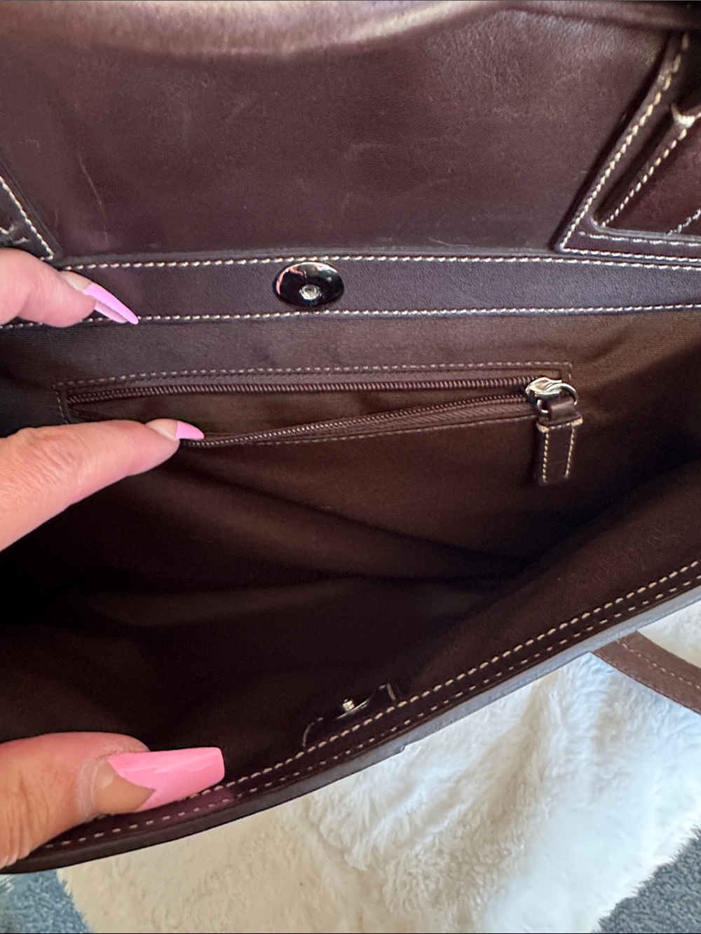 Coach Mahogany Brown Leather Briefcase with Shoulder Strap and Silver Accents 🤎 - Picture 6 of 16